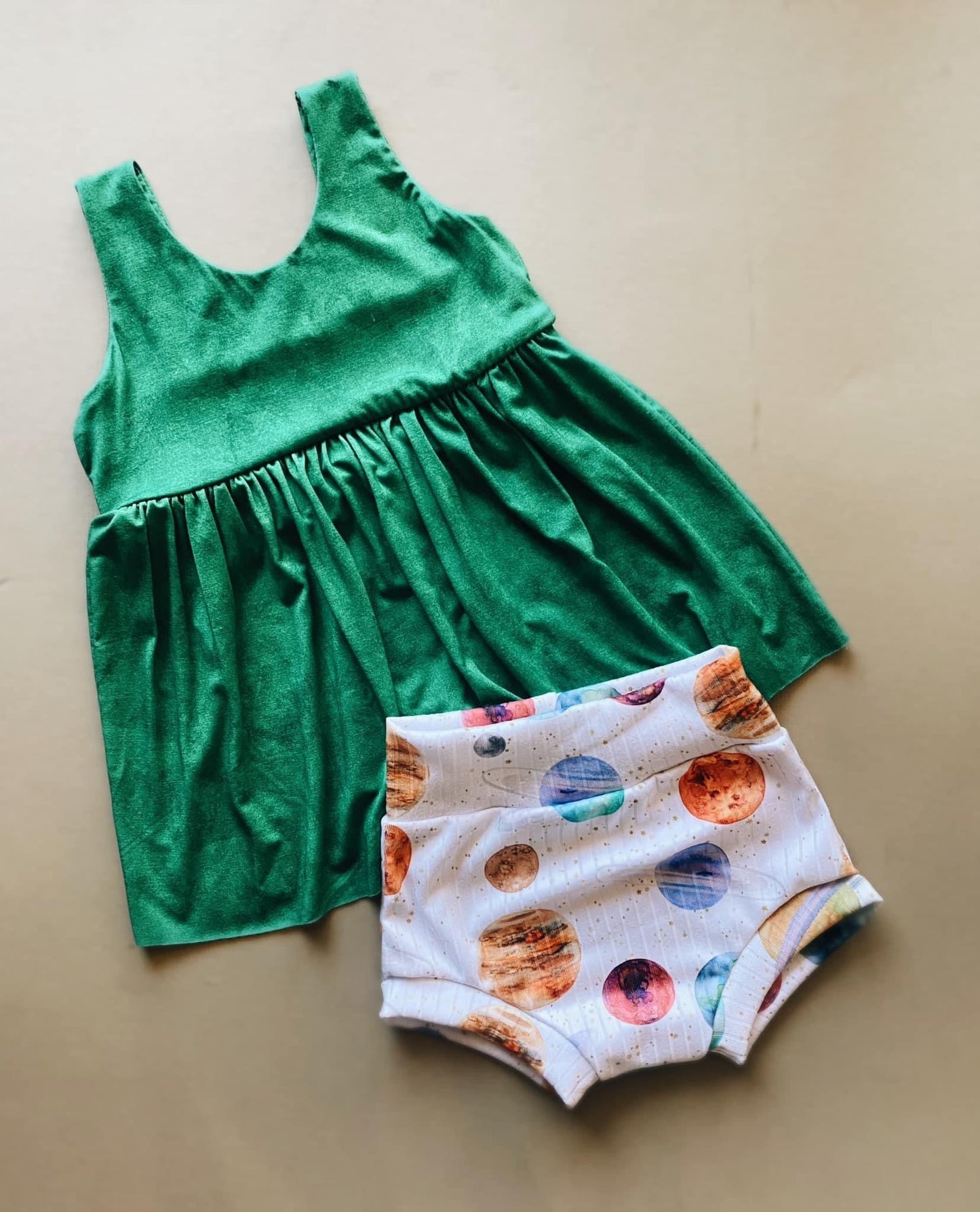 A. Bolain - Green Peplum & Planets Bummies